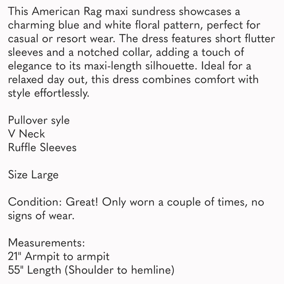 EUC American Rag Blue and White Flutter Sleeve Maxi Sundress - Picture 8 of 8